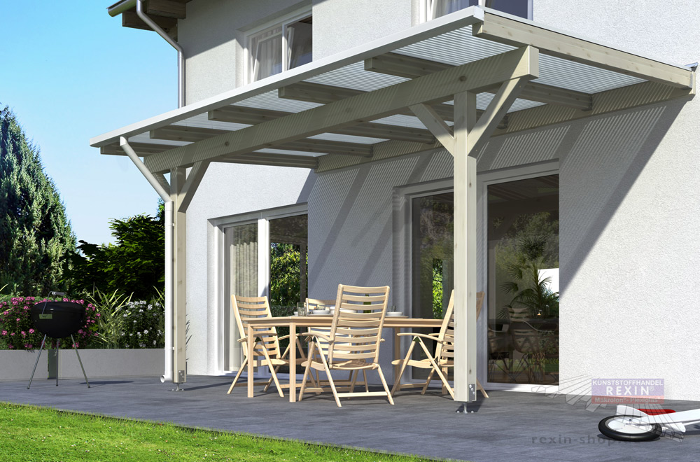 Holz-Terrassendach REXOcomplete: Eine Terrassenüberdachung aus dem natürlichen Baustoff Holz.
